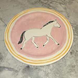 Anthropologie Luke Edward Hall Horse Dinner Plate Pink Pony Whimsical Dish